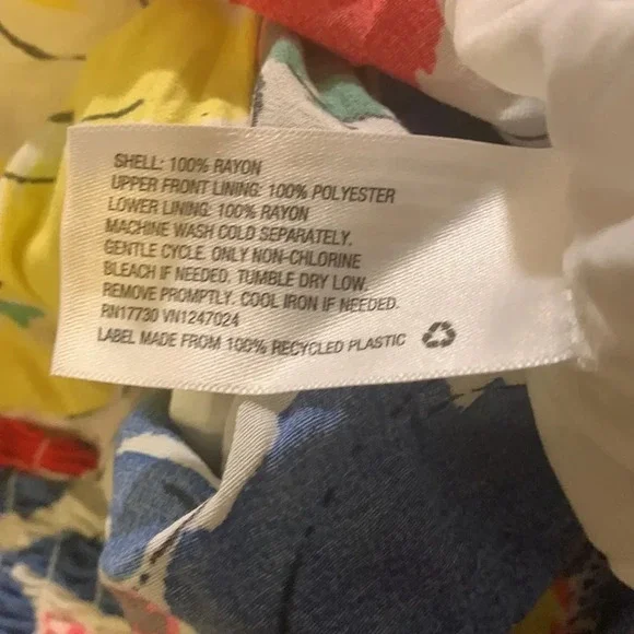 RIXO for TARGET Floral Mock Neck Cascade Ruffle‎ Dress in White